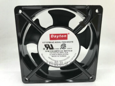 1PC Dayton Fan 117 CFM AC AXIAL FAN 6KD75 115V 0.24A 120mmx38mm 12CM Cooling Fan