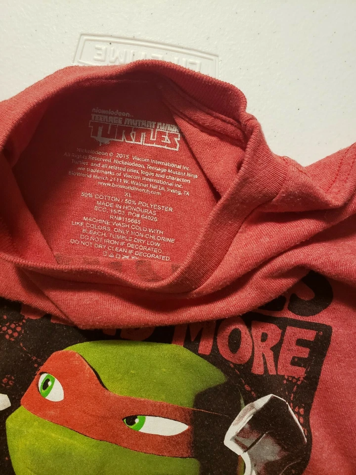 Youth Boy's XL Teenage Mutant Ninja Turtles Raphael Pizza Shirt Red - Image 2 of 2