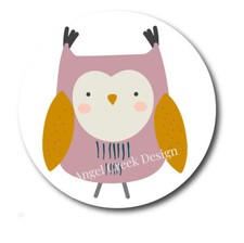 Whimsical Pink Owl Favors Owl Scrapbook Stickers Owl Bird Envelope Seals