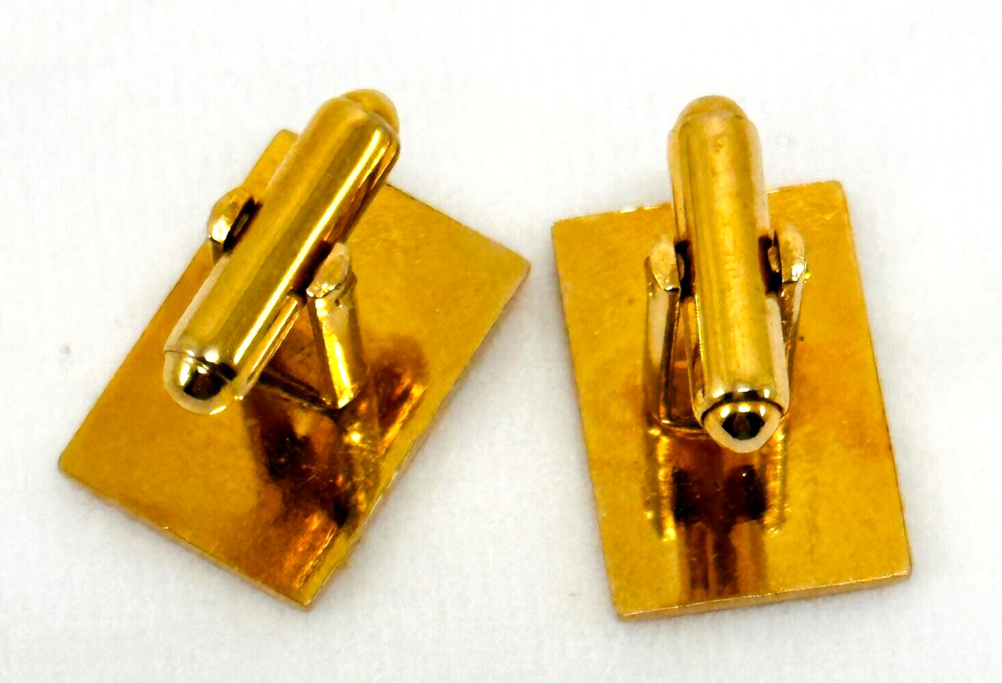 Cuff Links Gold Tone Rectangular Textured Pattern… - image 5