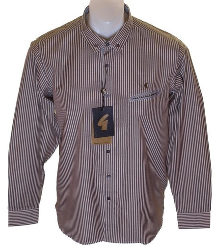 Chemise Manches Longues Marlboro Classics Rayures Beige/marron - Taille M, Occasion Très Bon état