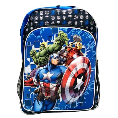 Marvel 16'' Backpack School 3D Pop Up Book Bag Hulk Iron Man, Capt. America, Thor