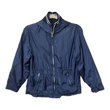 Gap Kids Boys Windbreaker Jacket Size 8 Medium Blue Zip Hood Pocket Lightweight