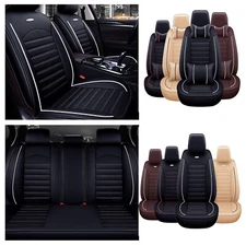 Universal Car Seat Cover 5 Seat Full Set Luxury Leather Front Rear Back Cushion
