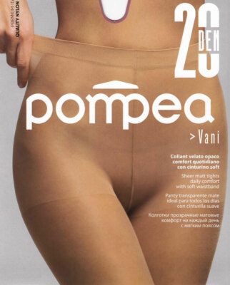 6 Pompea Vani Women's 20 Matte Tights, Reinforced Body & Art Piece Vani 20