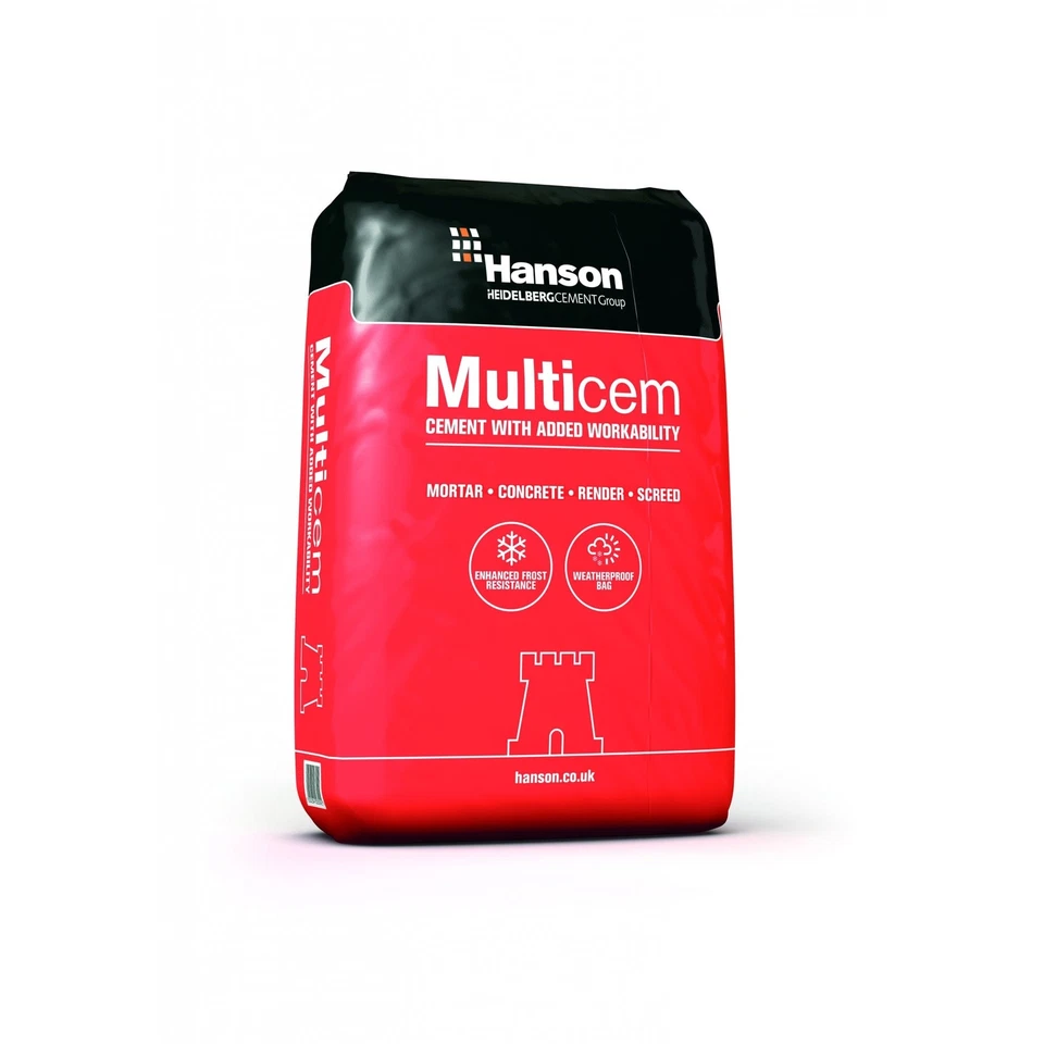25KG Hanson Castle Multicem Waterproof Bag Cement Enhanced durability to frost