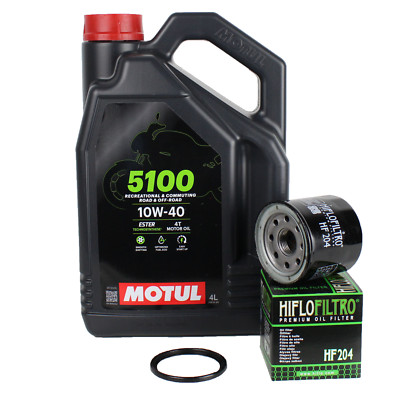 Ölwechsel Motul 5100 10W40 + ÖLfilter HF204 für Honda CBR Kawasaki Yamaha MT-07