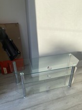Glass Silver Chrome TV Media Stand Corner Unit