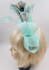 Large Headband  Fascinator peacock mint Weddings Ladies Day Royal Ascot b10