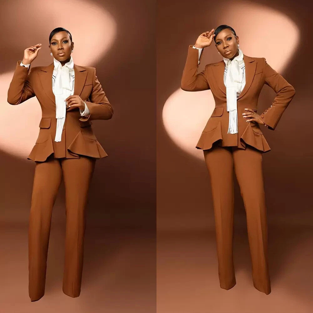 Plus Size Women's Suits Brown Outfits Wedding Evening Party Wear Blazer 2 Pieces | eBay Plus Size Women's Suits Brown Outfits Wedding Evening Party Wear Blazer 2 Pieces | eBay