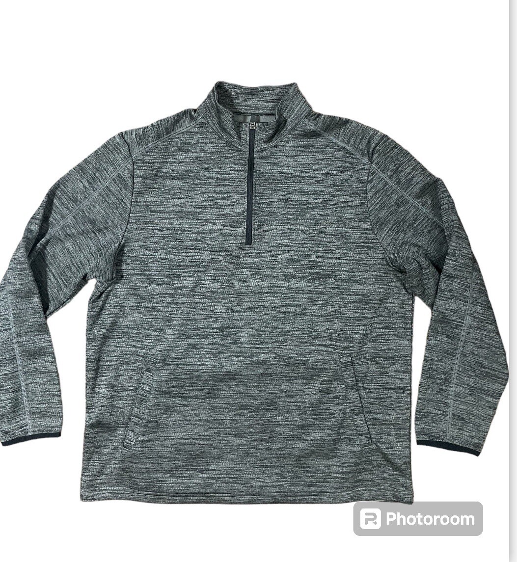 PGA Tour Golf Shirt Men's L Blk/Gry Long Sleeve 1/4 Zip Sweatshirt