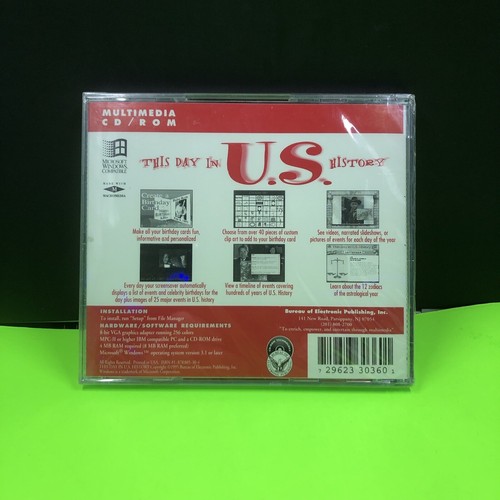 This Day In U.S. History PC 1995 Software New Sealed NIB NIP - Zdjęcie 2 z 2