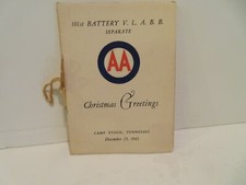 1943 101 TH BATTERY  Division Christmas Card  CAMP TYSON, TENNESSEE DEC 