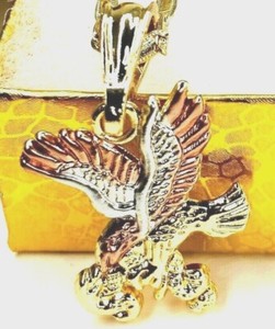 Authentic 14K Gold Plated Eagle Necklace Pendant Multi tone Gold Color Collar Aguila #152