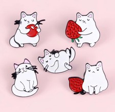 5 Pk Cute Cats Enamel Pins Brooch Lapel Cartoon Badge