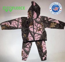 Zoofleece Pink Camouflage Camo Hunting Fleece Jacket Pants Set Children Kids