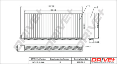 Dr!ve+ DP1110.12.0368 Filter, Indoor Air for SSANGYONG