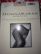 Donna Karan New York Pantyhose Control Top Lace Vintage Cream Sheer Satin New S