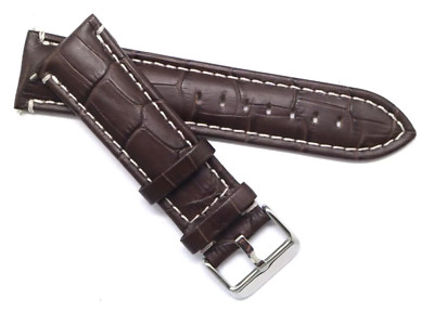 24mm Brown Croco Embossed Leather Replacement Watch Band - Invicta Lupah & Other