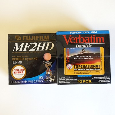 2x 10Floppy Disc MF2HD Verbatim DataLife + FujiFilm Color Disk 90er Jahre sealed
