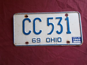 Vintage 1969 Ohio License Plate Cc 531 Muscle Car Ebay
