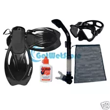 Snorkeling Spearfishing Mask Dry Snorkel Fins Bag Defog AntiFog Dive Gear Set
