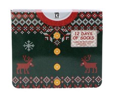 12 Days of Socks Advent Calendar Gift Pack Womens 9/11 No-Show Ugly Sweater Box