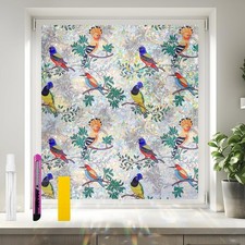 Decorative Reusable Window Privacy Film Colorful Birds on The Branch 35.4x157.4