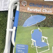 Kids Club Children's Folding Parasol Chair Set Blue/White Fabric/Metal