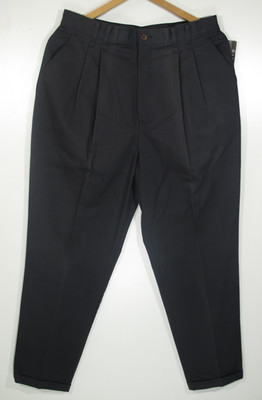 NWT VTG Chic Pants Womens Sz 18 Khaki Pleated High Rise Cuffed Chino Black USA