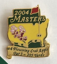 2004 Masters Augusta Golf Pin on original card mount. Hole #4 Crab Apple. V Rare