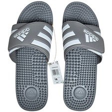 adidas ADISSAGE Adjustable Rubber Slides Gray/White Men's 18 NIB