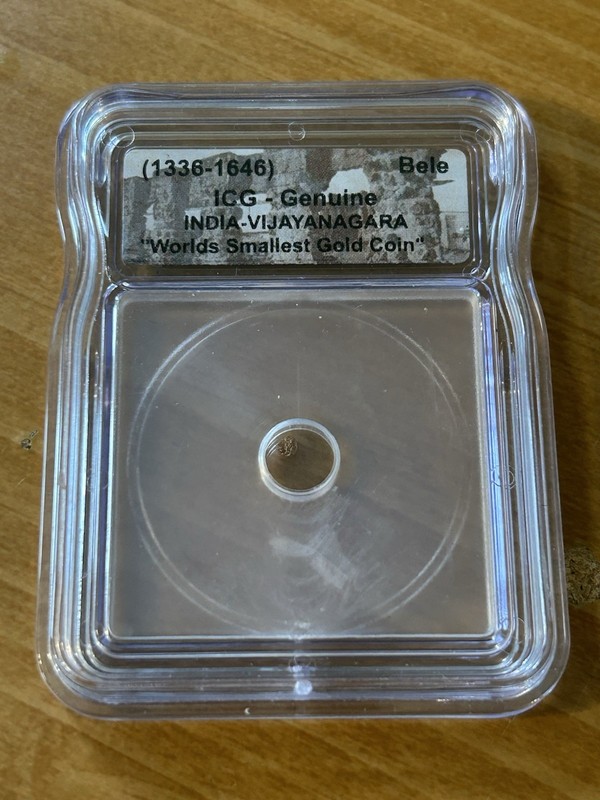World's Smallest Gold Coin From India Vijayanagara (1336 -1646 CE) ICG Genuine