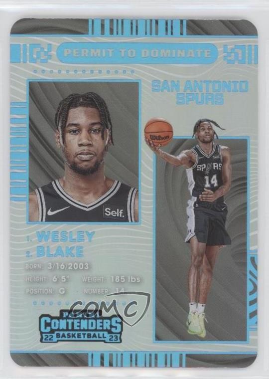 2022-23 Panini Contenders Permit to Dominate Blake Wesley #5 Rookie RC k5l