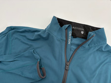 Greyson Men's Teal Blue Green 1/4 Zip Long Sleeve Golf Pullover Shirt, Medium