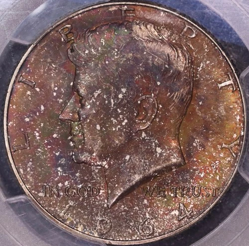 1964 D Kennedy Half Dollar PCGS MS64, EOR Toned, FREE SHIPPING