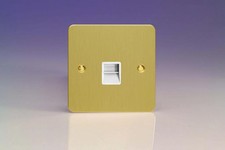 Image of Telephone Socket Brass Extension Ultraflat Brushed + White Insert Varilight
