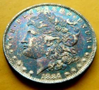 🌈BU.1884-o PROOF LIKE $1 Morgan Silver Dollar🌈Rainbow naturally toned.