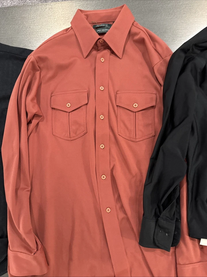 Van Heusen 3-fer Vintage Dress Shirts Rayon Polyester XL - Image 3 of 4