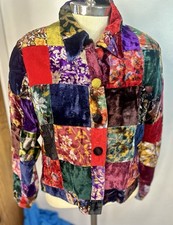Vtg Velvet 90s Patchwork Boho Whimsigoth Fairy Cropped Jacket Small