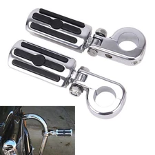 1-1/4" Motorcycle Foot Pegs For 1.25" Engine Guard Highway Pegs For Crash Bar...