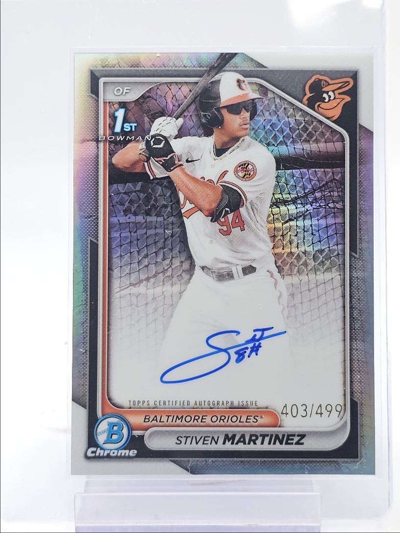 STIVEN MARTINEZ 2024 BOWMAN CHROME 1ST REFRACTOR ORIOLES AUTO /499 Q1725