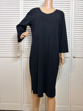 NWT Ming Wang Black V-Neck Long Sleeves Knit Business Dress Black Large