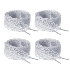 2 Pairs 2.8cm Lace Shoelaces, 39.37" Long Flat Fancy Lace Shoestring, Gray