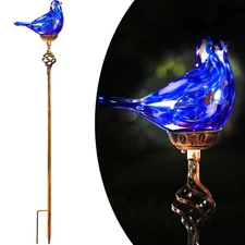 Decorative Solar Lights, Outdoor Solar Bird Stake Lights, Hand Blown Glass De...
