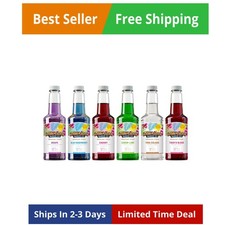 Syrup Assortment, 6 Popular 16oz Flavors: Cherry, Grape, Blue Raspberry, Tige...