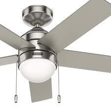 Hunter Fan 44 inch Brushed Nickel Indoor Ceiling Fan with Light and Pull Chain