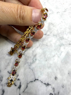 Vintage 18K vergoldet DBJ Amethyst & CZ Gold Vermeil Sterling Armband 17,2 g