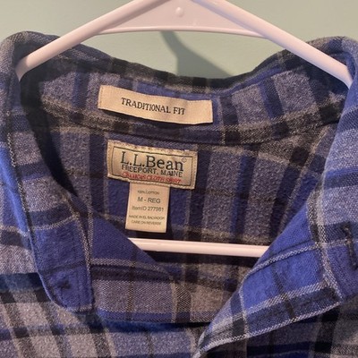 LL Bean Chamois Cloth Shirt Mens M Reg Blue Cabin Gorpcore Plaid Traditional Fit