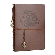 Scrapbook Album, Photo Album 11 x 8.3 inches 60 Pages Refillable Leather Lion